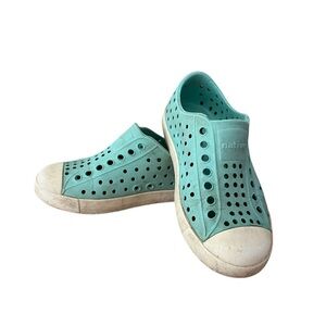 Native Jefferson Shoes Toddler Size ~9 Aqua Blue White Lightweight Slip-On